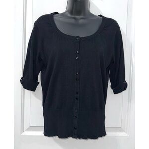 Maurice’s Y2K black short-sleeved button-down cardigan sweater